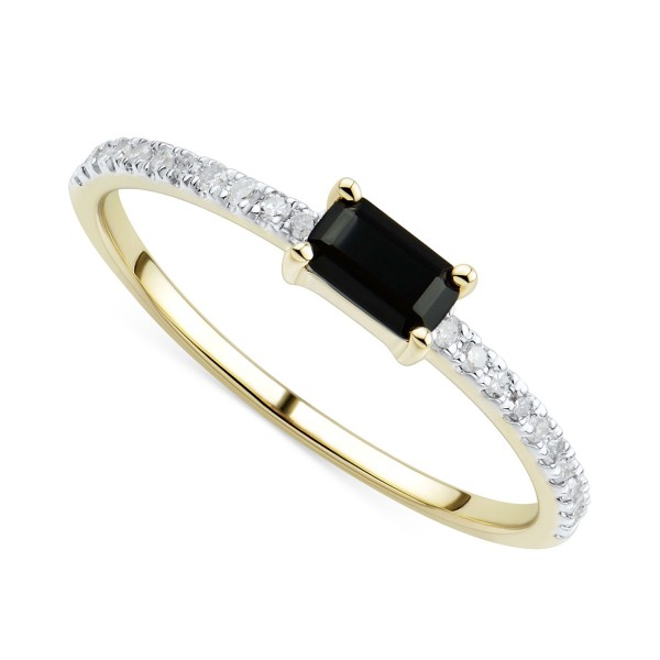 Onyx & (1/10 ct. ) Stack Ring in 14k Gold