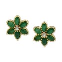 (1-1/10 ct. ) & White (1/10 ct. ) Flower Stud Earrings in 14k Gold-Plated