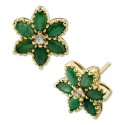 (1-1/10 ct. ) & White (1/10 ct. ) Flower Stud Earrings in 14k Gold-Plated