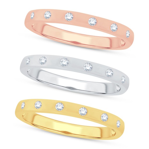 3-Pc. Set Tri-Tone Stack Rings (1/5 ct. )