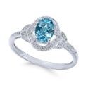 Blue (9/10 ct. ) & (1/8 ct. ) Ring in 14k White Gold 