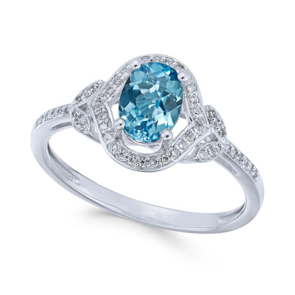 Blue (9/10 ct. ) & (1/8 ct. ) Ring in 14k White Gold 