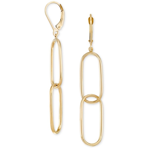 Double Oval Paperclip Drop Earrings in 10k Gold