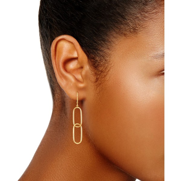 Double Oval Paperclip Drop Earrings in 10k Gold