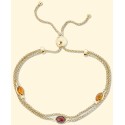 Citrine (3/4 ct. ) & Rhodolite (1/2 ct. ) Double Strand Bracelet in 14k Gold-Plated