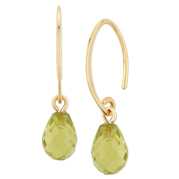 Gemstone Briolette Drop Earring in 14k Yellow Gold Available in Amethyst, Citrine, and Peridot.