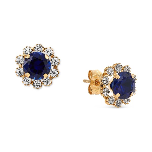 Sapphire (1-1/5 ct. tw.) & White Sapphire (5/8 ct. ) Stud Earrings in 14k Gold