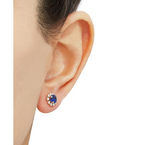 Sapphire (1-1/5 ct. tw.) & White Sapphire (5/8 ct. ) Stud Earrings in 14k Gold