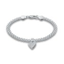 Cubic Heart Charm Chain Bracelet