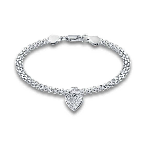 Cubic Heart Charm Chain Bracelet