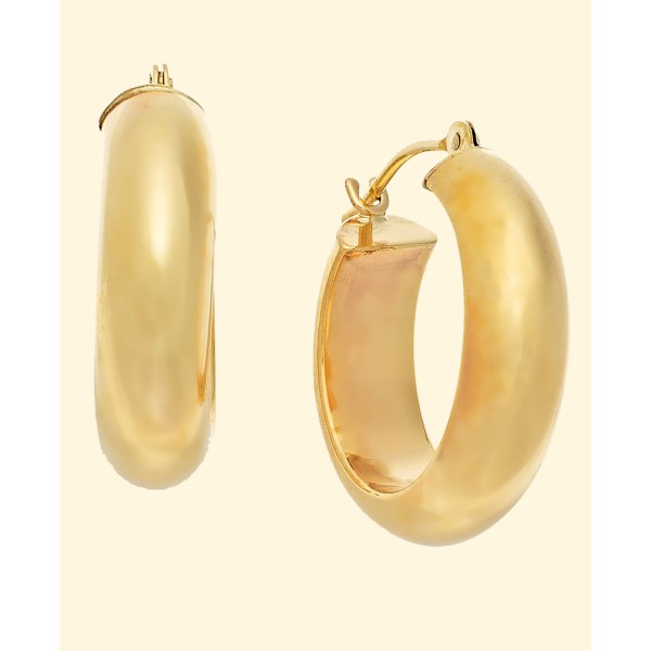 Wide Hoop Earrings in 10k Gold