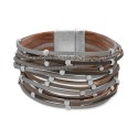 Beaded Suede Multi-Row Magnetic Bracelet