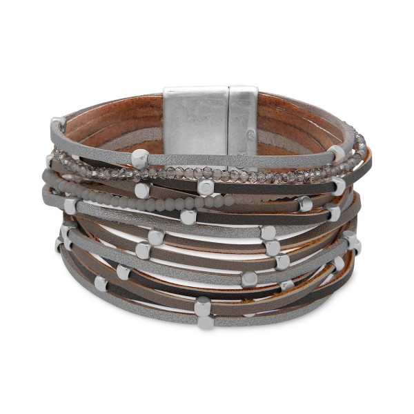 Beaded Suede Multi-Row Magnetic Bracelet