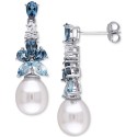 Cultured (8-1/2 - 9mm) & Multi- (2-1/2 ct. ) Drop Earrings in