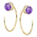 Amethyst Bezel Threader Earrings (3/8 ct. ) in 14k Gold 