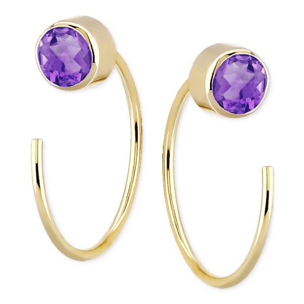 Amethyst Bezel Threader Earrings (3/8 ct. ) in 14k Gold 