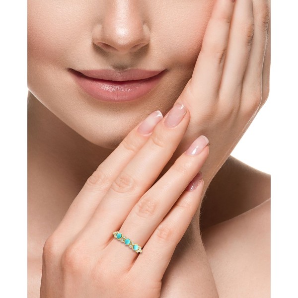  Turquoise & (1/10 ct. ) Ring in 14k Gold