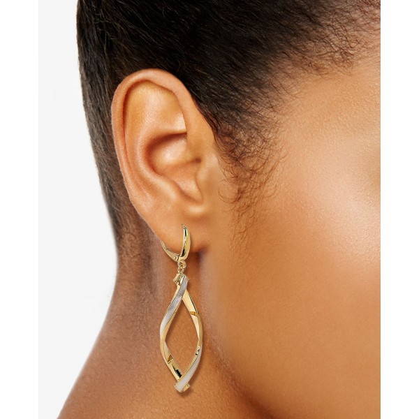 Satin Twist Drop Earrings in 14K Two-Tone Gold