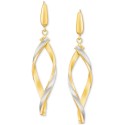 Satin Twist Drop Earrings in 14K Two-Tone Gold