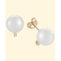 Cultured White South Sea (9mm) and Stud Earrings in 14k Gold