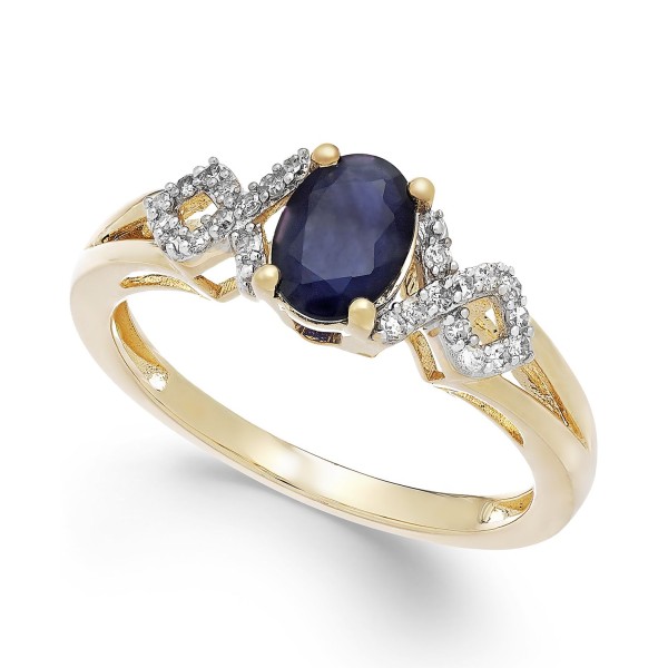 Sapphire and (1/8 ct. ) Ring in 14k Gold 