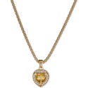 Citrine (5/8 ct. ) & White (1/4 ct. ) Heart Pendant Necklace in 14k Gold-Plated , 17