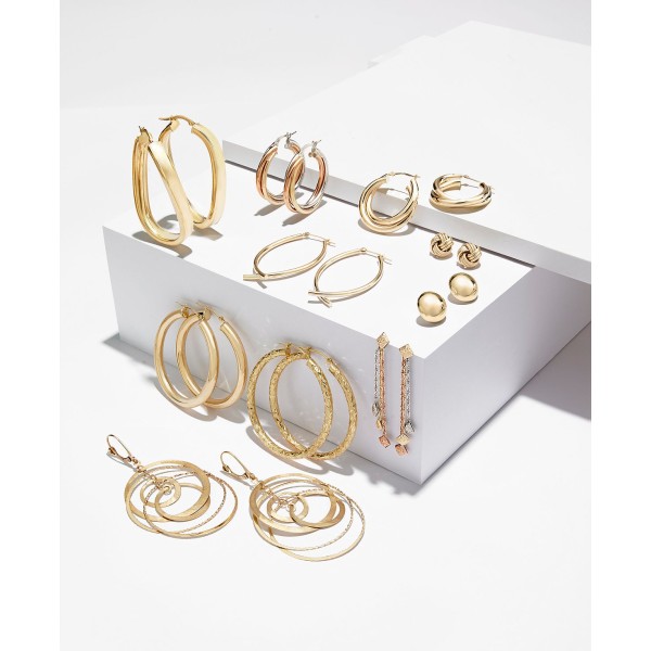 -Cut Hoop Earrings in 14k Gold