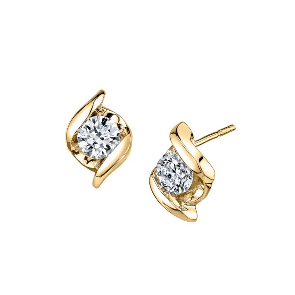 (1/5 ct. ) Twist Earrings in 14k Yellow Gold