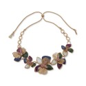 Gold-Tone Mother of & Multi- Large Flower Adjustable Necklace, 26